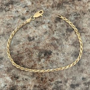14K Italy Gold Rope Chain Bracelet 6.5”